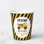 Bouwstortplaats Vrachtwagen Bulldozer Verjaardagsf Papieren Bekers (Achterkant)