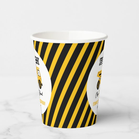 Bouwstortplaats Vrachtwagen Bulldozer Verjaardagsf Papieren Bekers (Links)