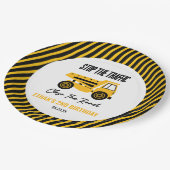 Bouwstortplaats Vrachtwagen Bulldozer Verjaardagsf Papieren Bordje (Gekanteld)