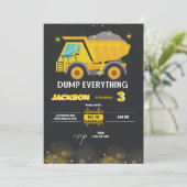 Bouwstortplaats Vrachtwagen Jongens Verjaardagsfee Kaart (Staand voorkant)