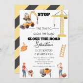 Bouwstortplaats Vrachtwagen Kinder Eerste Verjaard Kaart (Voorkant / Achterkant)