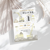 Bouwstortplaats Vrachtwagen Kinder Eerste Verjaard Kaart