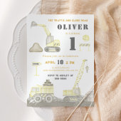 Bouwstortplaats Vrachtwagen Kinder Eerste Verjaard Kaart