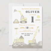 Bouwstortplaats Vrachtwagen Kinder Eerste Verjaard Kaart (Voorkant)