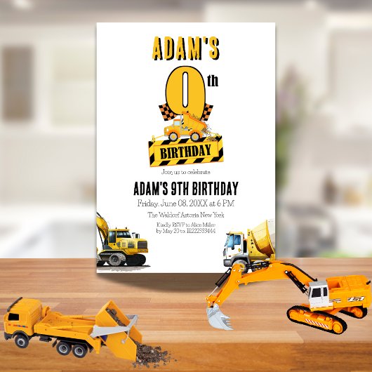 Bouwstortplaats Vrachtwagen Negende Verjaardagsfee Kaart