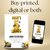 Bouwstortplaats Vrachtwagen Vijfde Verjaardagsfees Kaart