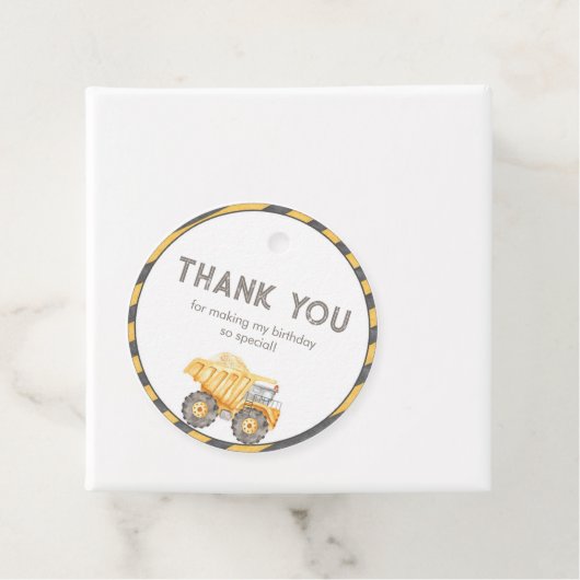 Bouwstortplaatsvrachtwagen Bedankjes Labels (In situ)