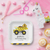 Bouwstortplaatsvrachtwagen Kinder elke leeftijd Ve Papieren Bordje (Feest)