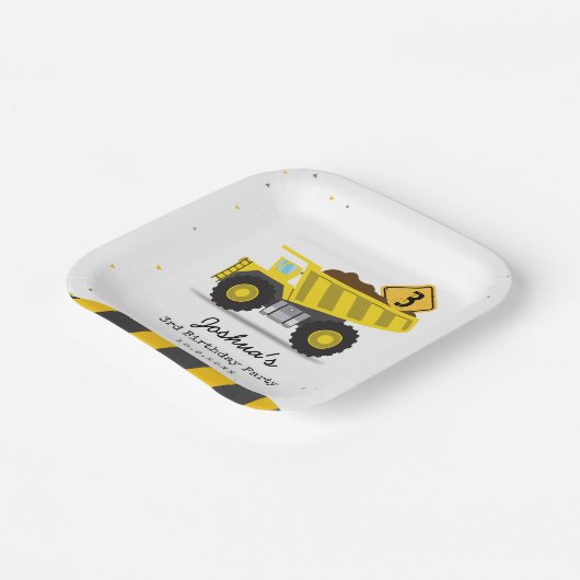 Bouwstortplaatsvrachtwagen Kinder elke leeftijd Ve Papieren Bordje (Gebogen)