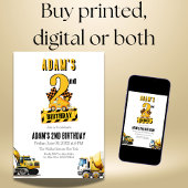 Bouwstortplaatsvrachtwagen Tweede Verjaardagsfeest Kaart