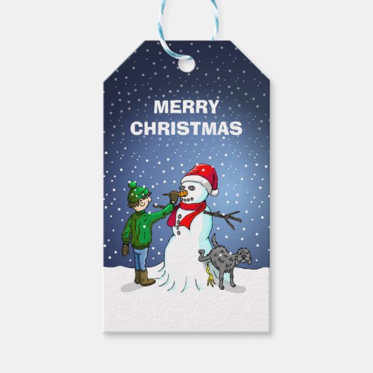 Bouwt een Mooie Sneeuwman Cadeaulabel (Voorkant)