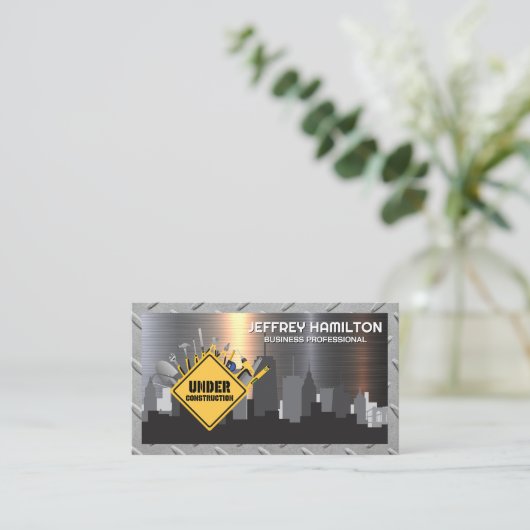 Bouwteken en gereedschap | City Skyline Visitekaartje (Staand voorkant)