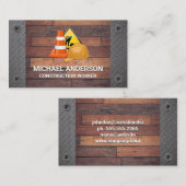 Bouwteken en kegel | Hout en metaal Visitekaartje (Voorkant / Achterkant)