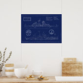 Bouwtekening van USS Little Rock CLG-4 kruiser Poster (Keuken)