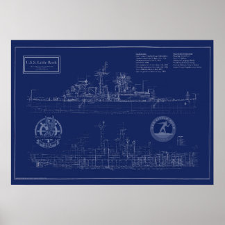 Bouwtekening van USS Little Rock CLG-4 kruiser Poster