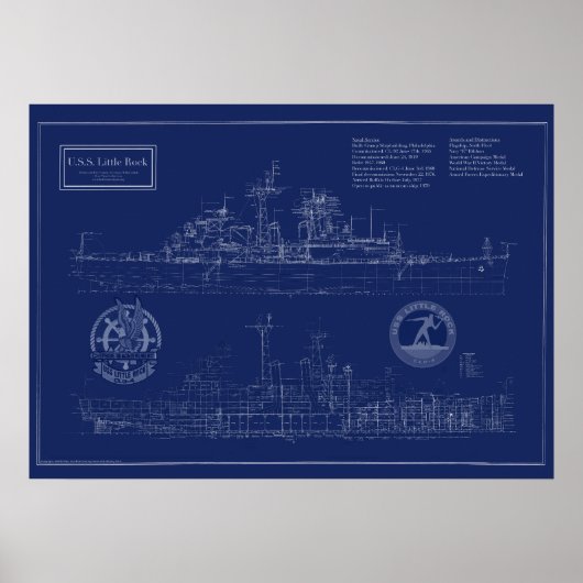 Bouwtekening van USS Little Rock CLG-4 kruiser Poster (Voorkant)