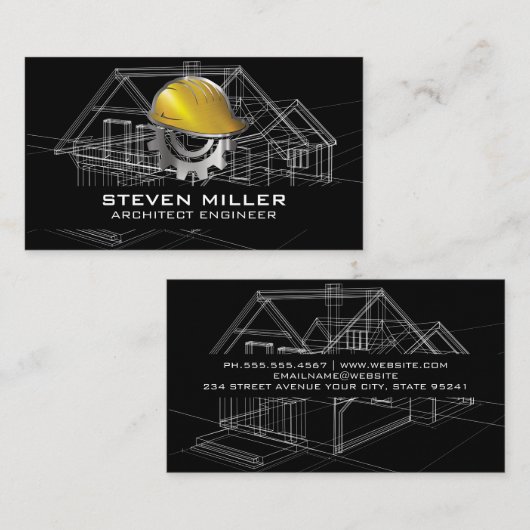 Bouwtekeningen Huis Schema's | Bouwmaterialen Visitekaartje (Voorkant / Achterkant)