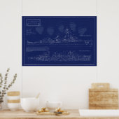 Bouwtekeningen van USS The Sullivans Poster (Keuken)