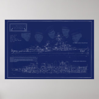 Bouwtekeningen van USS The Sullivans Poster