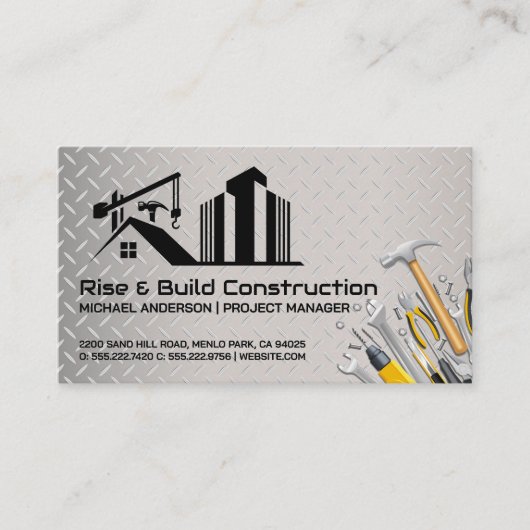 bouwterrein | Bouwgereedschappen Visitekaartje (Voorkant)