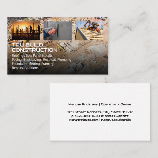 bouwterrein | dakspaan | plaveisel | Werknemers Visitekaartje (Voorkant / Achterkant)