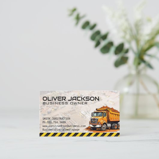 bouwterrein | dumpwagen visitekaartje (Staand voorkant)