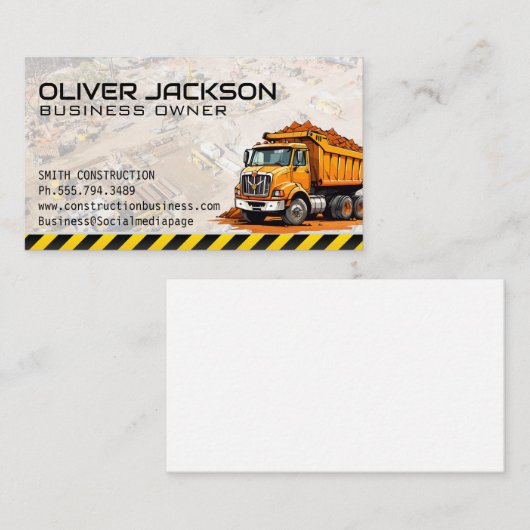 bouwterrein | dumpwagen visitekaartje (Voorkant / Achterkant)