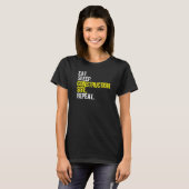 Bouwterrein Eat Sleep Construction Worker T-shirt (Voorkant volledig)