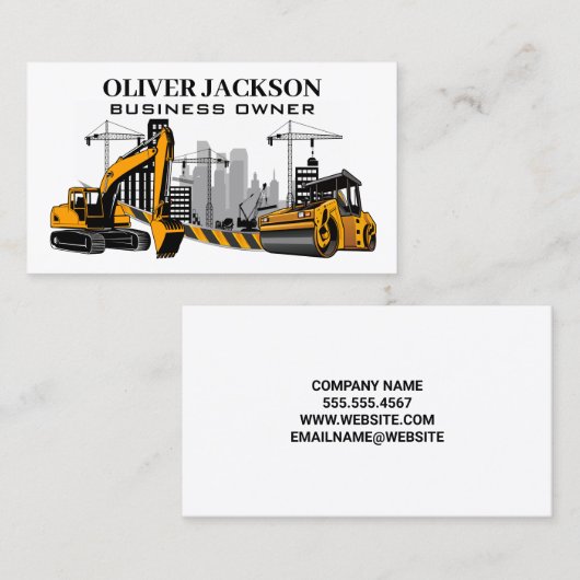 Bouwterrein en voertuigen visitekaartje (Voorkant / Achterkant)