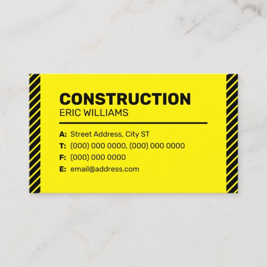 Bouwterrein geïnspireerd op de minimalistische mod visitekaartje (Voorkant)