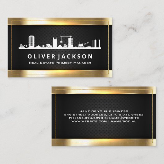 Bouwterrein | Goud en zwart vlees Visitekaartje (Voorkant / Achterkant)