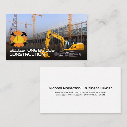bouwterrein | Kranen | graafmachine Visitekaartje (Voorkant / Achterkant)