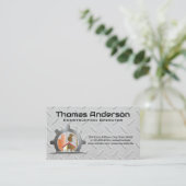 Bouwterrein Logo | Metalen achtergrond Visitekaartje (Staand voorkant)