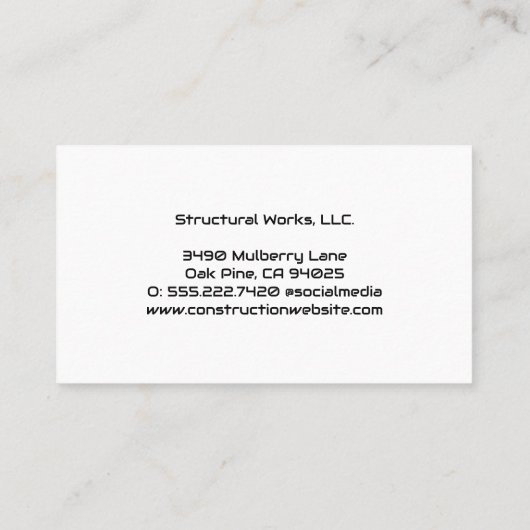 bouwterrein | Projectmanager Visitekaartje (Achterkant)