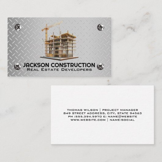 bouwterrein | Staal- en metaalschroeven Visitekaartje (Voorkant / Achterkant)