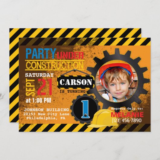 Bouwterrein - Verlangdaguitnodiging Kaart (Voorkant / Achterkant)