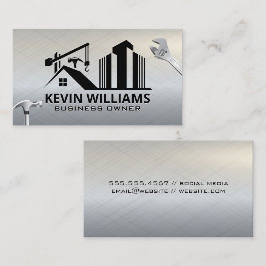 bouwterrein | Wrench Hammer Tools Visitekaartje (Voorkant / Achterkant)