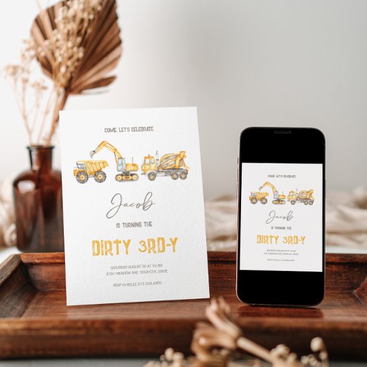 Bouwthema 3e verjaardag uitnodiging