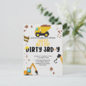 Bouwthema 3e verjaardag uitnodiging Dirty 3 (Staand voorkant)