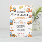 Bouwthema 3e verjaardagsfeest kaart (Staand voorkant)