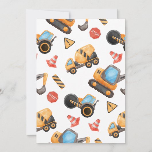 Bouwthema 3e verjaardagsfeest kaart (Achterkant)