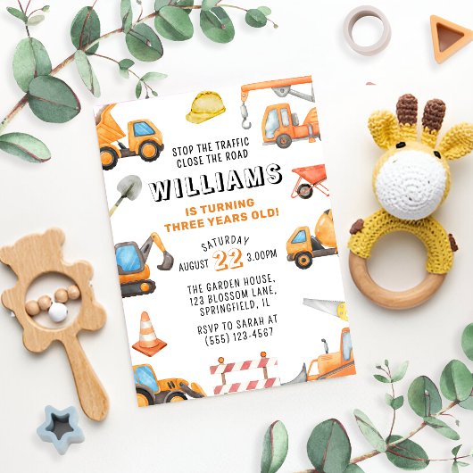 Bouwthema 3e verjaardagsfeest kaart