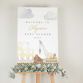 Bouwthema Baby shower Welkomstbord Poster