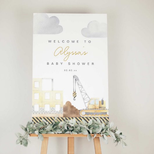 Bouwthema Baby shower Welkomstbord Poster