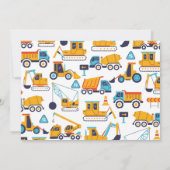 Bouwthema Birthday Dump Truck Kaart (Achterkant)