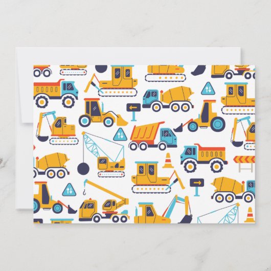 Bouwthema Birthday Dump Truck Kaart (Achterkant)