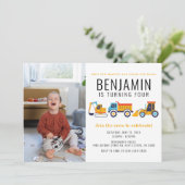 Bouwthema Birthday Dump Truck Kaart (Staand voorkant)