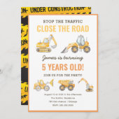 Bouwthema Birthday Dump Truck Kaart (Voorkant / Achterkant)