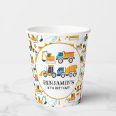 Bouwthema Birthday Dump Truck Papieren Bekers (Achterkant)