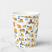 Bouwthema Birthday Dump Truck Papieren Bekers (Links)